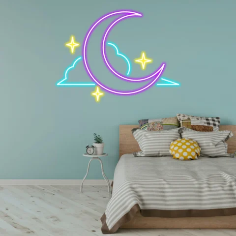 Clouds and Moon Neon Sign