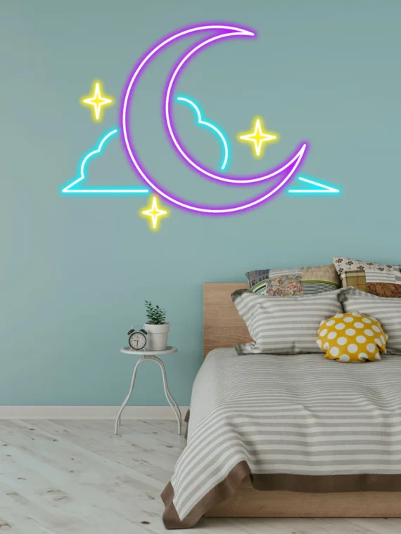 Clouds and Moon Neon Sign